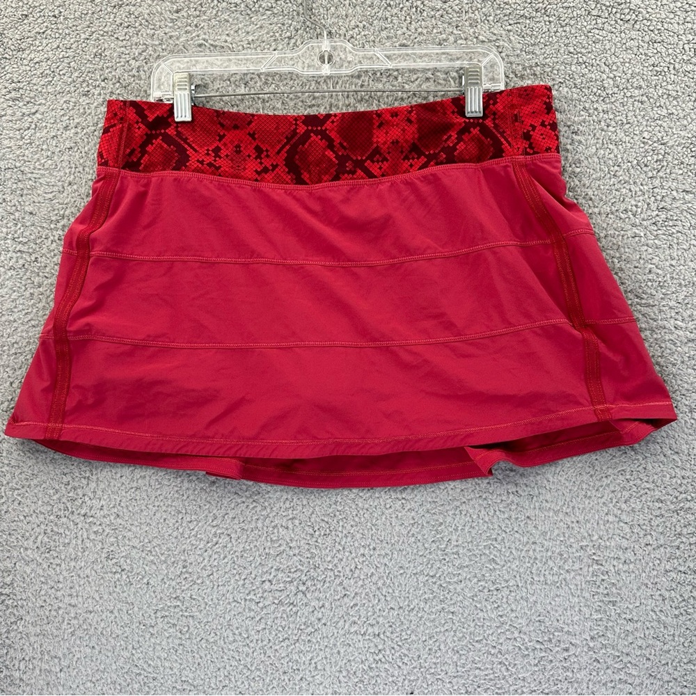 Lululemon Red/Black Athletic Skort with Red Snake-Print Waistband and short